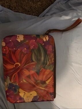 Patricia Nash Multicolor Floral Zip-Around Wallet with Leather Wrist Strap